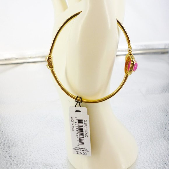 Carolee Bracelet Pink Gemstone "Joy" Gold Plate Hinged 2.5" NWT Orig $75 M489 - Picture 5 of 7